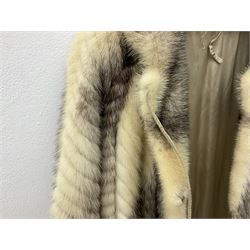 Saga mink full length fur coat, with chevron patterning to sleeves and body, with label to lined interior, approx size 12