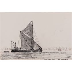 Jack Rigg (British 1927-2023): 'Aberdeen' and 'Sailing Barge Dawn - River Blackwater', one pencil and one ink sketch signed, titled and dated 1956 and 1976, max 28cm x 23cm (2) (unframed)