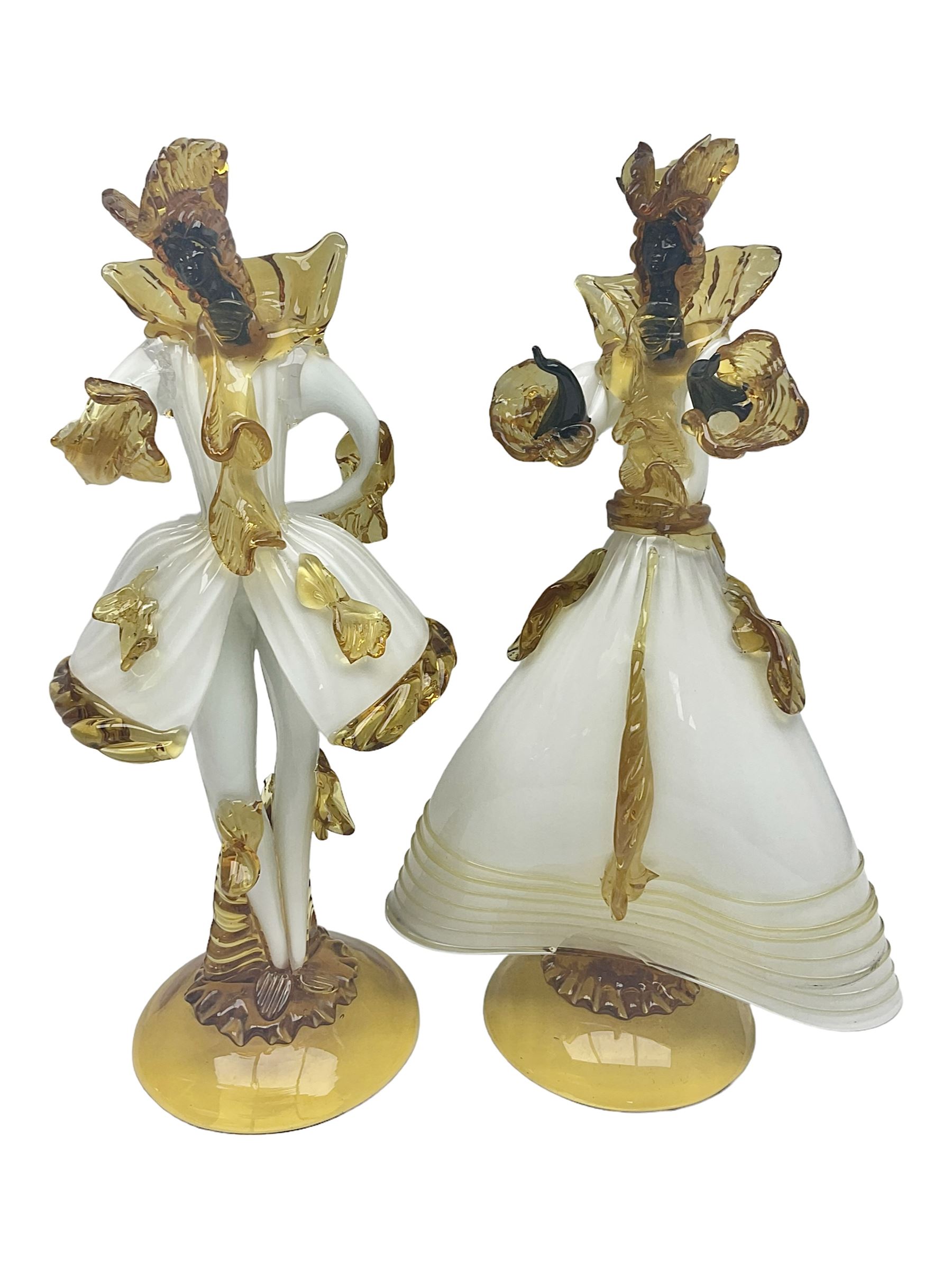 Pair of murano glass figures of Courtesans, H37cm