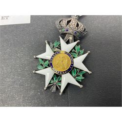 French 2nd Empire Legion of Honour (Legion d'Honneur) Chevaliers enamelled medal with ribbon