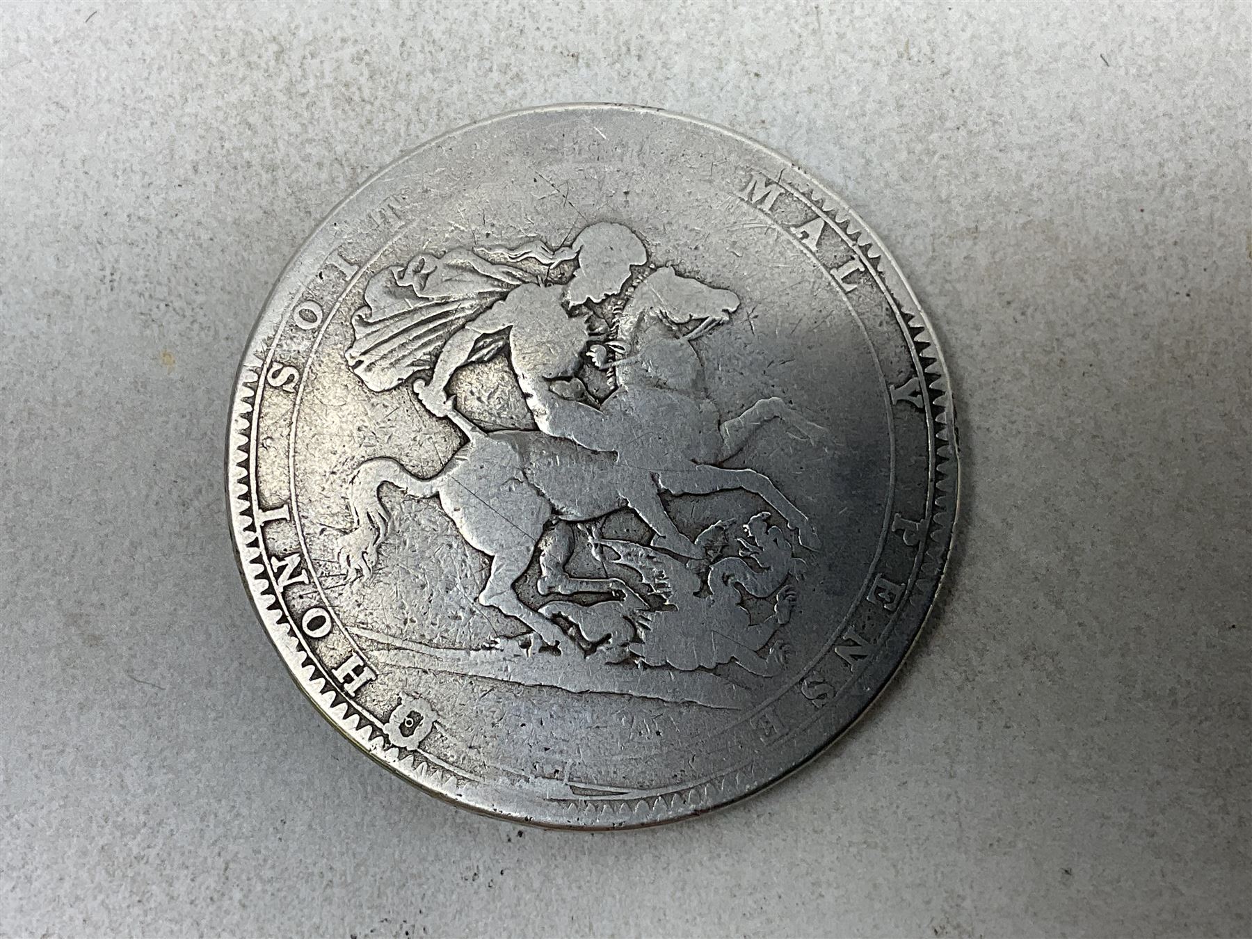 George III 1819 crown coin and six Queen Victoria crown coins dated 1889, three 1890, 1891 and 1900 (7)