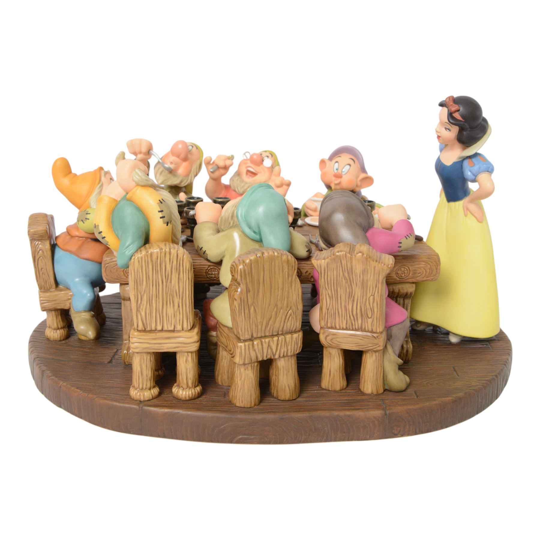 Limited Edition Disney Classics Collection figure group 'Soups On!', Snow White and the Seven Dwarves having dinner at a large table, boxed with certificate of authenticity and presentation video of the scene