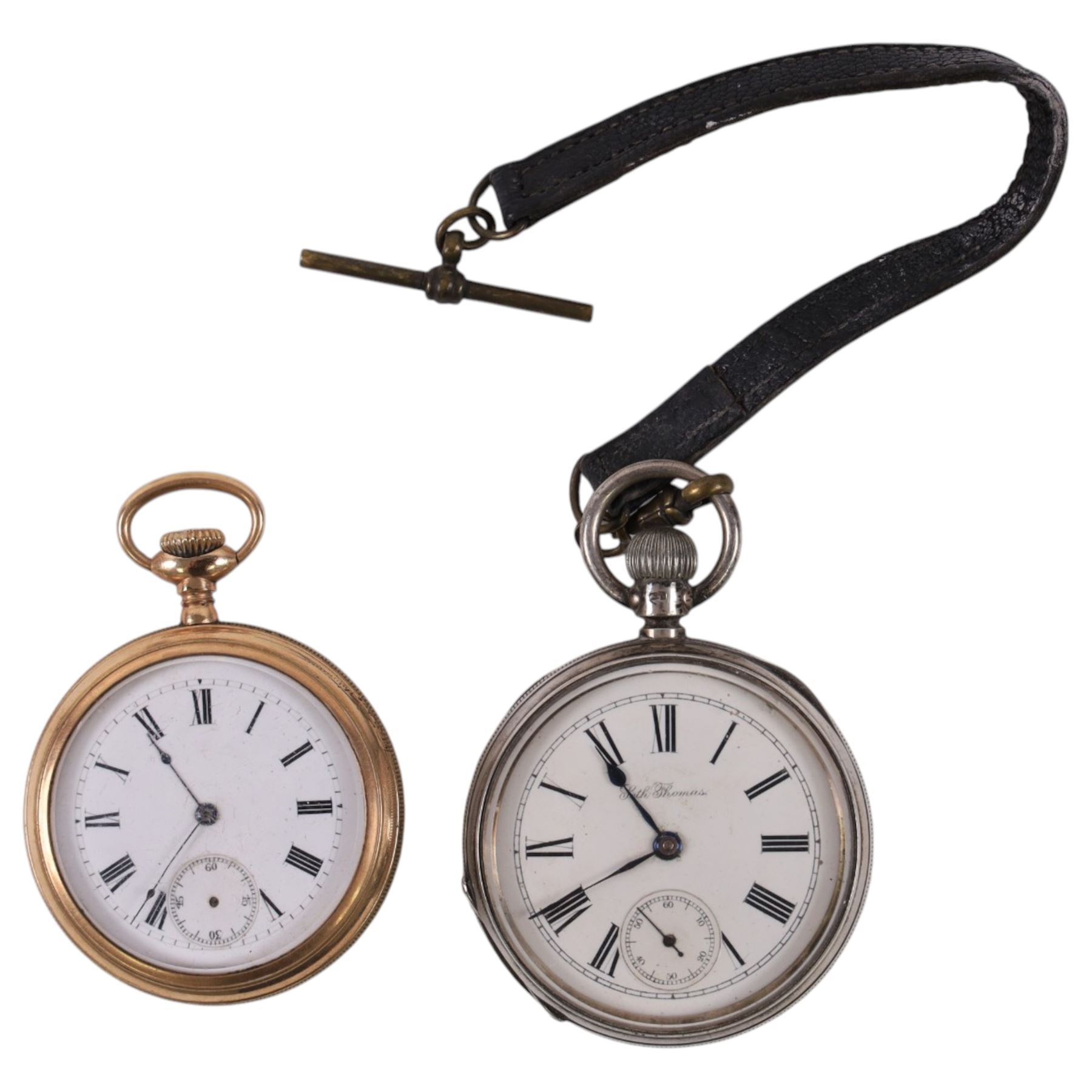 German silver beaker (800 standard), silver plated trophy cup, silver pocket watch, gold plated screw back pocket watch, five silver shilling coins, and some further coins
