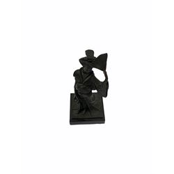 A Japanese bronze modelled of a Geisha, impressed Kamiko, upon slate base, H25cm. 