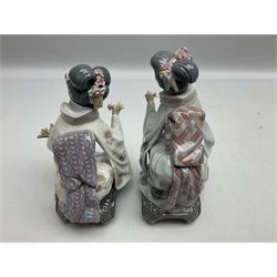 Two Lladro Japanese Ladies figures, comprising Kiyoko no 1450 and Yuki no 1448, both issued 1983, retired 1998, largest example H20cm