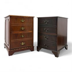 Two late 20th century mahogany filing cabinets, each of rectangular form with tooled green...