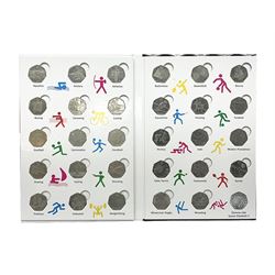 Queen Elizabeth II United Kingdom London 2012 Olympic commemorative fifty pence collection comprising twenty-nine coins, in unofficial folder 