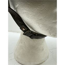 WWII Portuguese steel M1940 combat helmet with original leather liner and strap, D23cm  