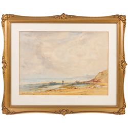 Frank Rousse (British fl.1897-1917): Beach scene Near Whitby, watercolour signed 27cm x 38cm 