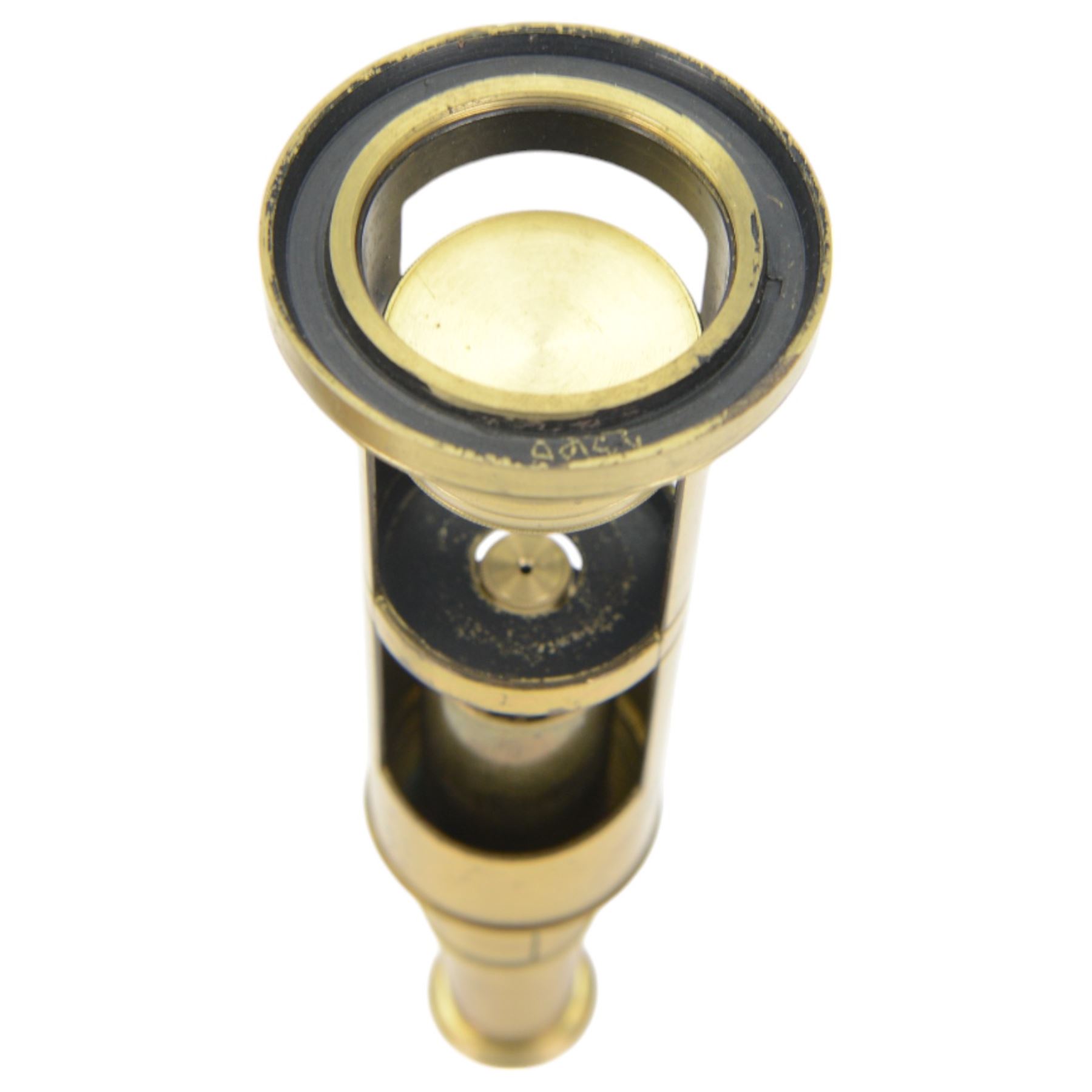 19th century portable brass microscope by J H Steward, 406 The Strand London, with four lenses, tweezers and a small collection of microscope slides, contained within a fitted wooden box