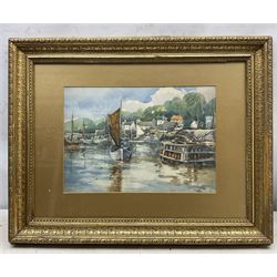 After Frank Rousse (British fl.1897-1917): Harbour Scene, watercolour bearing signature 28cm x 40cm 