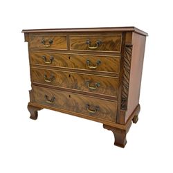 Georgian style mahogany chest, fitted with two short and three long drawers
