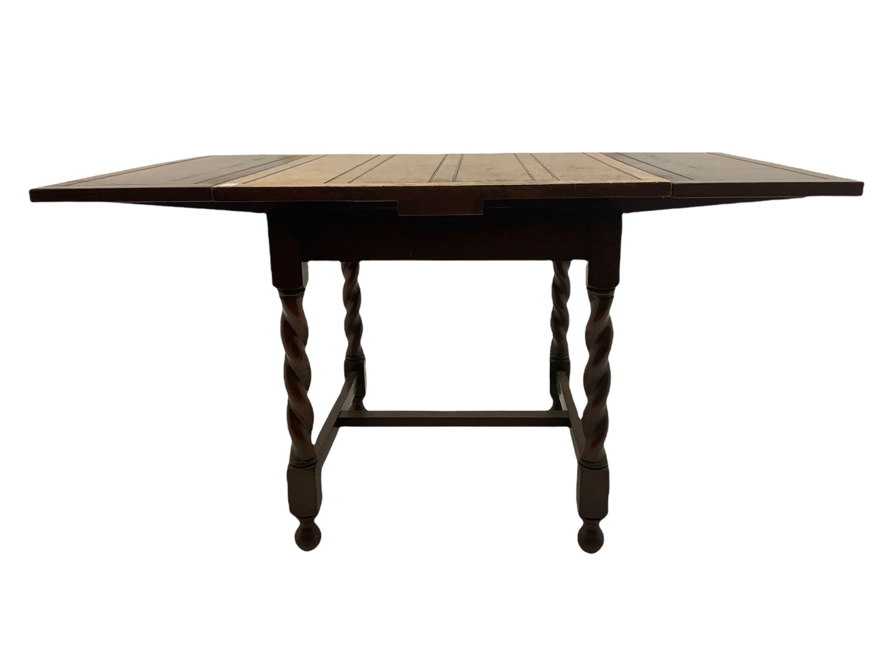 Early 20th century oak barley twist drawer-leaf dining table