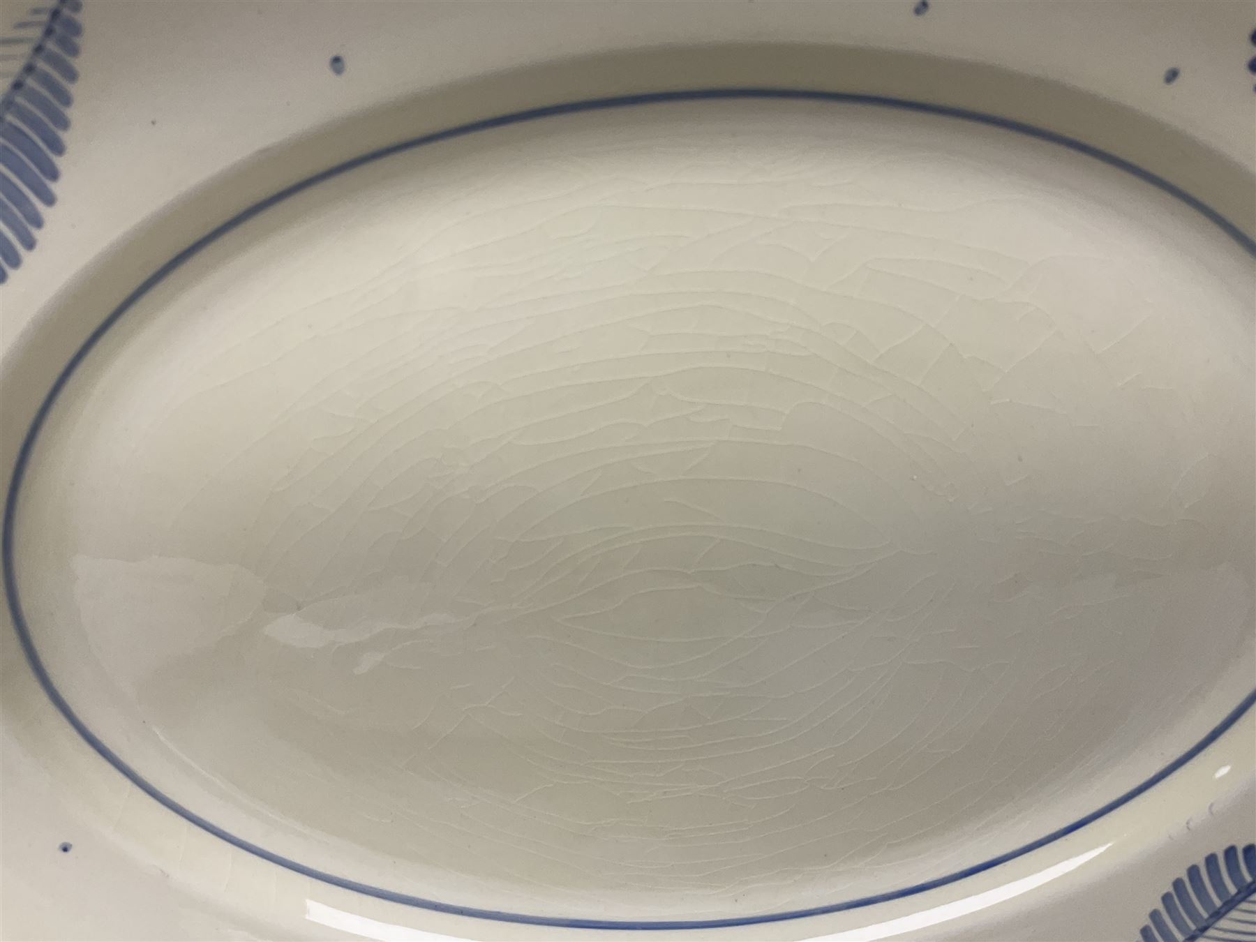 Susie Cooper Hyde Park pattern coffee set, comprising coffee pot, four coffee cans and saucers, dessert plates, together with three plates in a similar design 