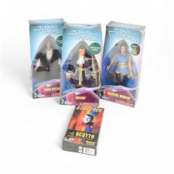 Three Playmates Star Trek figures, comprising LT Marlena Moreau, Edith Keller and Trelane,...