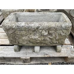 Set of four rectangular cast stone planters  - THIS LOT IS TO BE COLLECTED BY APPOINTMENT FROM DUGGLEBY STORAGE, GREAT HILL, EASTFIELD, SCARBOROUGH, YO11 3TX
