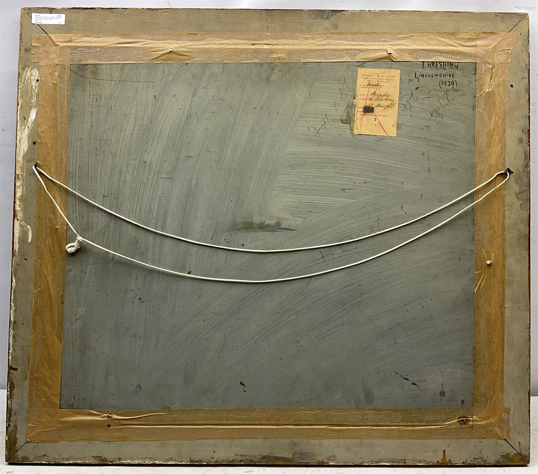 James Arundel (British 1875-1960): 'Threshing - Lincolnshire', oil on panel signed, titled and dated 1939 verso 59cm x 69cm
Provenance: exh. Wakefield City Art Gallery 'Seventeenth West Riding Artists Exhibition', labelled verso with artist's Bradford address