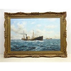  David C Bell (British 1950-): Hull Trawler 'Cape Mariato H364' in open waters, oil on canvas signed 60cm x 90cm Provenance: with James Starkey Fine Art, Beverley, label verso  DDS - Artist's resale rights may apply to this lot   