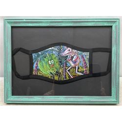 Grayson Perry RA (British 1950-): Apple and Pig on Beach, facemask 20cm x 29cm 