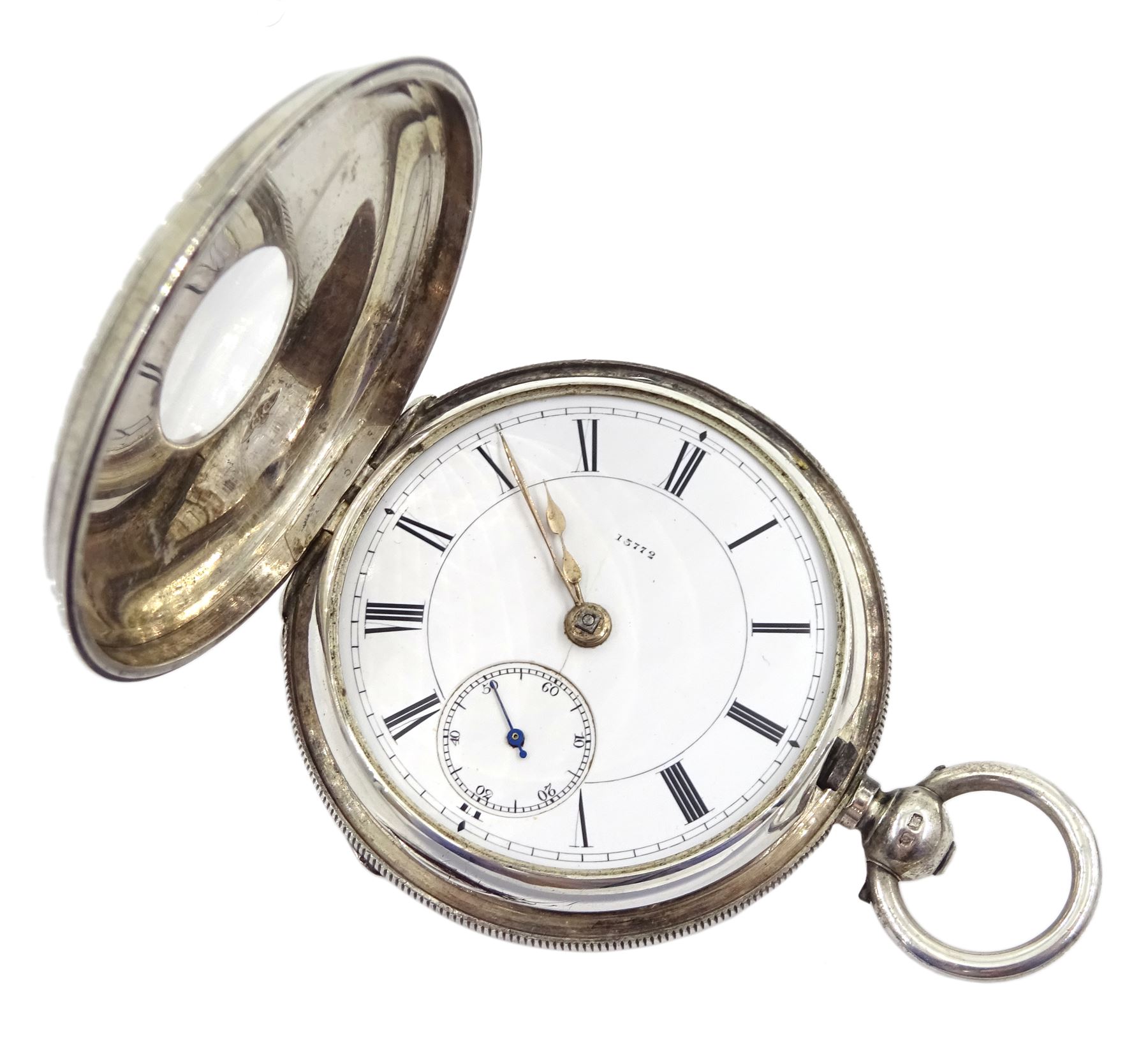 Victorian silver half hunter key wound lever pocket watch movement inscribed Mark Lever?, Manchester, No. 13772, case by Charles Cooke, Chester 1892 and an open face keyless lever pocket watch by H. Samuel, Manchester, No. 155622, case by Fattorini & Sons Ltd, Birmingham 1890