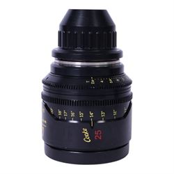 Cooke Mini S4/i 25mm T2.8 prime lens with PL mount, serial no. 8025-0714, with front and back lens caps