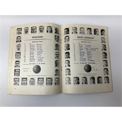 Football - 1966 World Cup Final programme; and five other 1960s programmes for England Internationals against Scotland (1967), Wales (1969), N. Ireland (1967), Spain (1967) and Sweden (1968) 