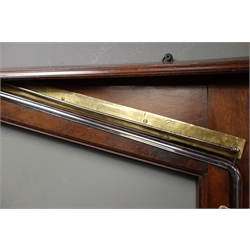  George III mahogany cased mercury signpost barometer, sloped moulded rectangular top above engraved rectangular brass scale 'Wet, Changeable, Dry', hinged cistern cover, H84cm, W48cm  