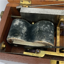 19th century mahogany cased Magneto type electric shock therapy machine with Improved Magnetic Indicator to the lid, L26cm  