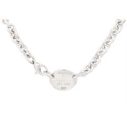 Tiffany & Co silver 'Please Return to Tiffany & Co. New York 925' necklace, boxed