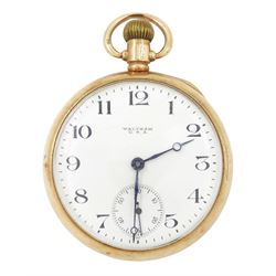 Early 20th century 9ct gold open face keyless lever pocket watch by American Waltham Watch...