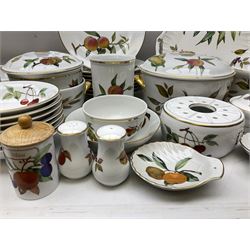 Royal Worcester Evesham pattern dinner wares, to include lidded tureens, eight dinner plates, serving tray, ramekins, jug, seven bowls, egg cups, serving dishes etc, approx 47 pcs, all with printed marks beneath