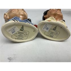 Royal Doulton limited edition figure of Geoffrey Boycott O.B.E, HN3890, no 253/8114, together with four Royal Doulton limited edition character jugs of cricket interest, comprising The Hampshire Cricketer D 6739, no 3903/5000, Freddie Trueman O.B.E, D 7090, no 502/9500, Brian Johnners Johnston, D 7018, no 1281/9500 and Len Hutton D 6945 no 263/9500, four with certificates, one with box