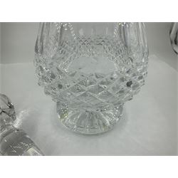 Waterford Crystal Coleen pattern cut glass decanter and Waterford cut glass octagonal pyramid shaped paperweight, decanter H30cm