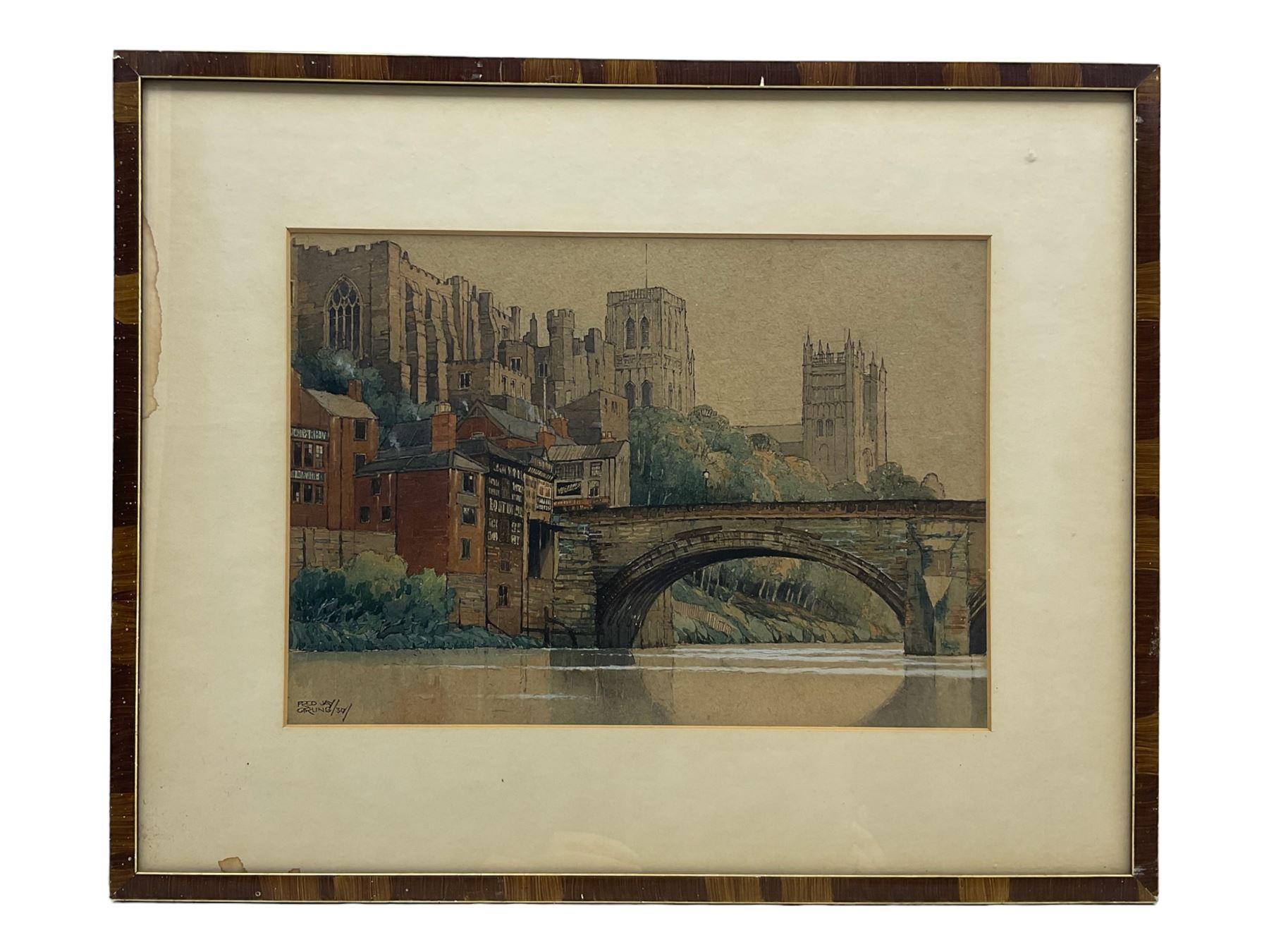 Fred Jay Girling (British 1900-1982): Durham, watercolour over pencil on buff paper signed and dated 1930, 27cm x 38cm