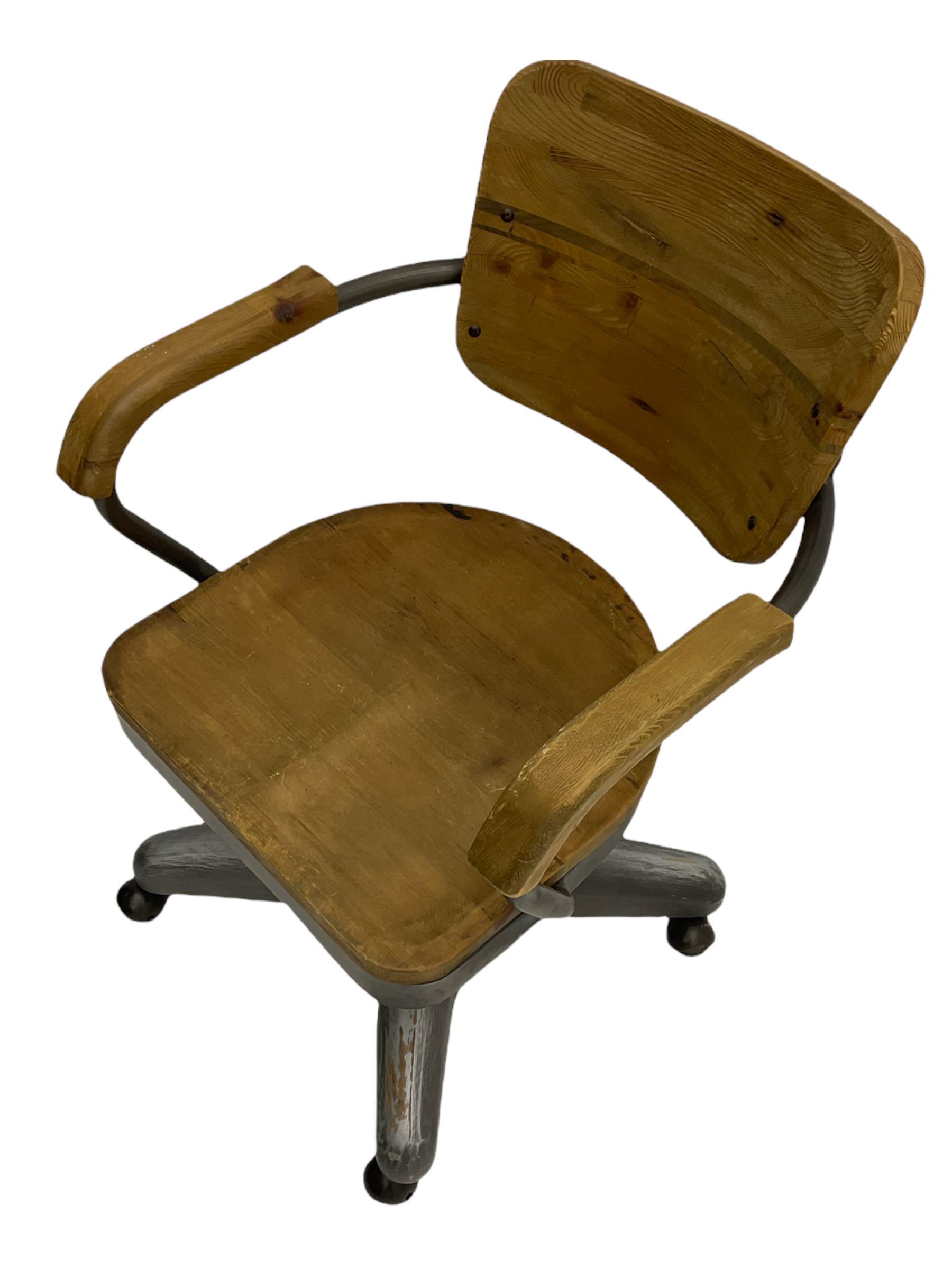 Industrial style metal and wood swivel desk chair
