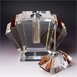 Large Art Deco design glass perfume bottle, H22cm