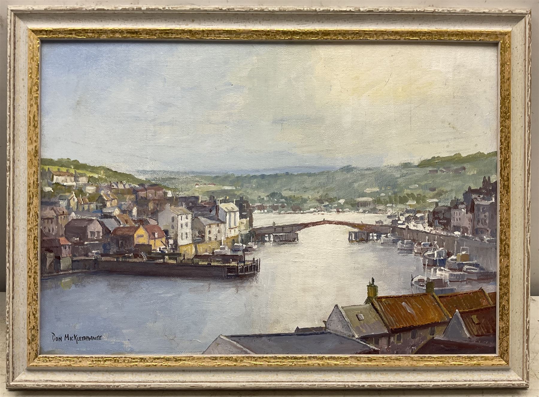 Don Micklethwaite (British 1936-): 'Harbour View Whitby', acrylic on board signed, titled verso 31cm x 45cm