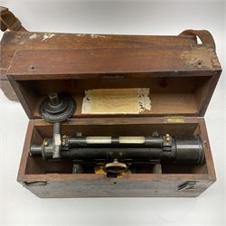 Husbands of Bristol surveyor's level in fitted mahogany box; and another surveyor's level by J. Halden & Co, Manchester, London & Newcastle in mahogany box; both with tripod top brackets (2)