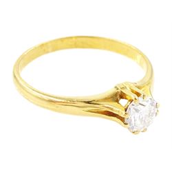 21ct gold single stone, round brilliant cut diamond ring, diamond approx 0.45 carat 