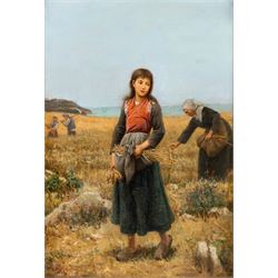 Eugene Francois Fines (French 1826-1882): Harvest Time, oil on canvas laid onto panel sign...