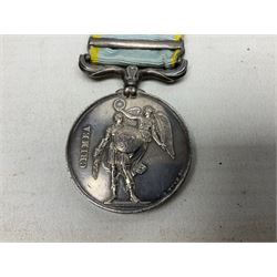 Victoria British Army Crimea medal with Sebastopol clasp regimentally impressed to (4239) Gunner Edwin Male 6th Bn.Rl.Arty with ribbon