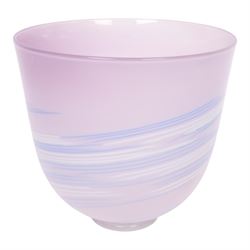 Glass vase, with lilac and vase swirls, indistinct signature beneath, together with Murano uranium glass dish