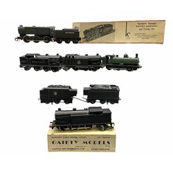 Gaiety '00' gauge - electric 0-6-2 Pannier Tank locomotive, cast British Railways No.46917, boxed; another lacking motor; a similar model with decals rather than cast details; an 0-6-0 Tank locomotive; power tender and another; all unboxed; together with a Keyser K-Kits Southern Railway 0-6-0 Q.I. locomotive and tender, constructed and in original box (7)