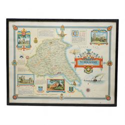 After Ernest Clegg (British 1876-1954): 'Yorkshire East Riding', colour pictorial map pub. 1946 (first dated edition) pub. John Waddington Ltd Leeds 1946, 43cm x 56cm