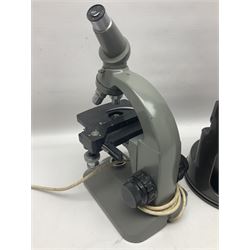 Four microscopes, comprising C Baker London Vickers, Back Diamax no 40956, Opax ABF no 232733 and one other 