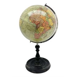 Terrestrial globe set in a wood stand, H46cm