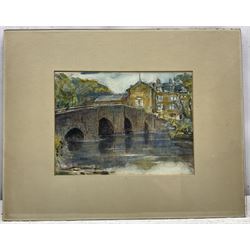 Rowland Henry Hill (Staithes Group 1873-1952): A Village Bridge, watercolour signed and dated 1933, 20cm x 26cm (mounted)