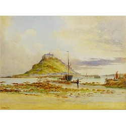  St Michaels Mount, Cornwall, watercolour signed by H Preston 33cm x 44cm  