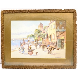 Pablo Martinado (Italian early 20th century): Mediterranean Quayside, watercolour signed 32cm x 46cm