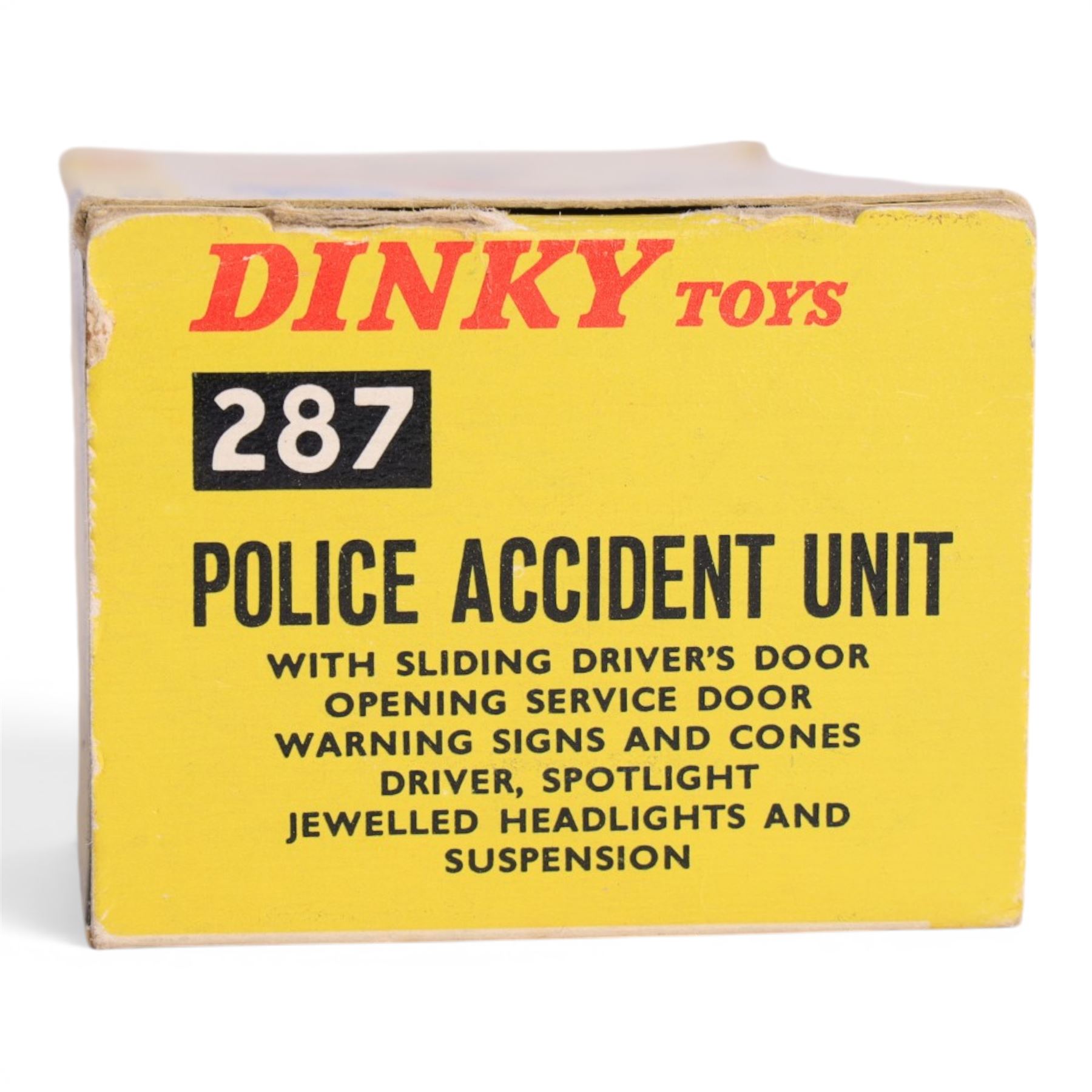 Corgi Toys no. 464 Commer County Police Van, with blue metallic body, County Police sticker to either side and red interior, together with a Dinky Toys no. 287 Police Accident Unit, both boxed